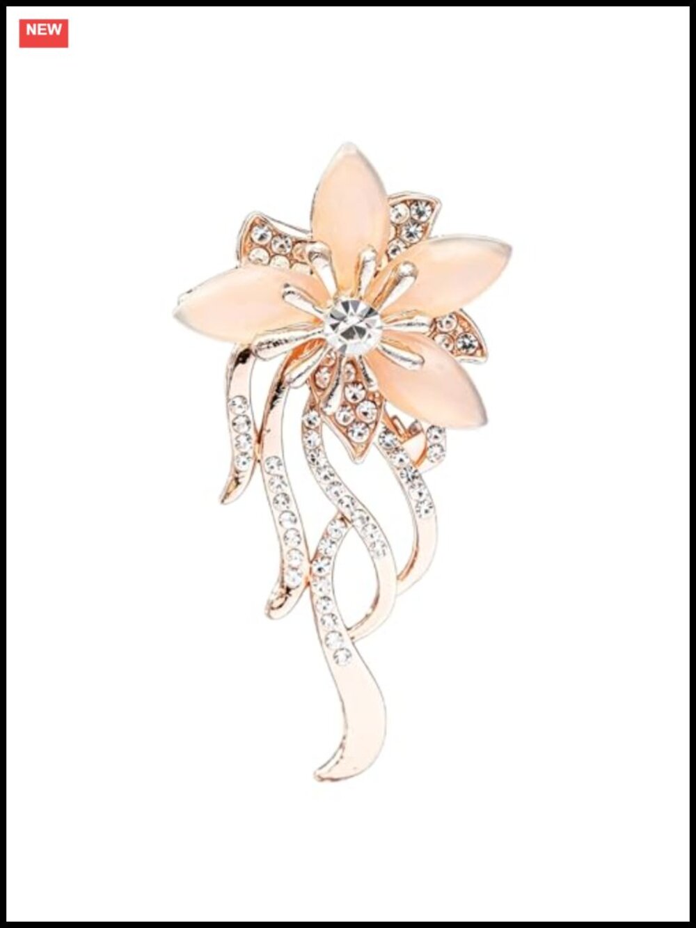 Rose Gold Flower Brooch Women Rhinestone Lapel Pin Jewelry Wedding Gift